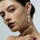 Niche Art Deco Pearl & Enamel Gold-Tone Jewelry Set - Retro Elegant Design, Statement Jewelry for Women