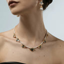 Niche Art Deco Pearl & Enamel Gold-Tone Jewelry Set - Retro Elegant Design, Statement Jewelry for Women