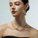 Niche Art Deco Pearl & Enamel Gold-Tone Jewelry Set - Retro Elegant Design, Statement Jewelry for Women