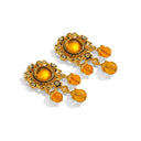 Niche Vintage Amber Jewelry Set - Gold-Tone Retro Elegant Design, Statement Jewelry for Women