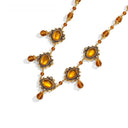 Niche Vintage Amber Jewelry Set - Gold-Tone Retro Elegant Design, Statement Jewelry for Women