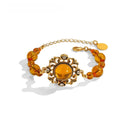 Niche Vintage Amber Jewelry Set - Gold-Tone Retro Elegant Design, Statement Jewelry for Women