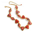 Niche Pink Turquoise Gold-Tone Jewelry Set - Retro Elegant Design, Statement Jewelry for Women