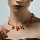 Niche Pink Turquoise Gold-Tone Jewelry Set - Retro Elegant Design, Statement Jewelry for Women