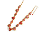 Niche Pink Turquoise Gold-Tone Jewelry Set - Retro Elegant Design, Statement Jewelry for Women