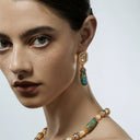 Vintage Pearl & Gemstone Jewelry Set - Gold-Tone Retro Elegant Statement Jewelry for Women, Versatile Fashion Accessory