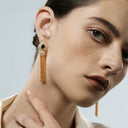 Vintage Gemstone Tassel Earring Set - Gold-Tone Retro Elegant Statement Jewelry for Women, Versatile Fashion Accessory