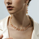 Boho Floral Pearl Jewelry Set - Gold-Tone Romantic Elegant Statement Jewelry for Women, Versatile Fashion Accessory