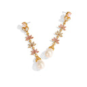 Boho Floral Pearl Jewelry Set - Gold-Tone Romantic Elegant Statement Jewelry for Women, Versatile Fashion Accessory