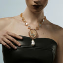 Niche Shell Pearl Gold-Tone Jewelry Set - Retro Elegant Design, Statement Jewelry for Women