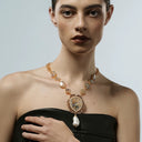 Niche Shell Pearl Gold-Tone Jewelry Set - Retro Elegant Design, Statement Jewelry for Women