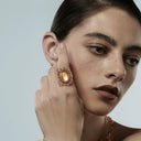 Niche Gold-Tone Cameo Jewelry Set - Retro Elegant Design, Statement Jewelry for Women