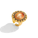 Niche Gold-Tone Cameo Jewelry Set - Retro Elegant Design, Statement Jewelry for Women