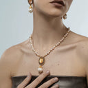 Niche Gold-Tone Cameo Jewelry Set - Retro Elegant Design, Statement Jewelry for Women