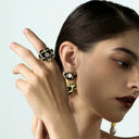 Vintage Black Onyx Pearl Jewelry Set - Gold-Tone Retro Elegant Statement Jewelry for Women, Versatile Fashion Accessory