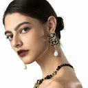 Vintage Black Onyx Pearl Jewelry Set - Gold-Tone Retro Elegant Statement Jewelry for Women, Versatile Fashion Accessory