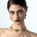 Boho Zebra Print Pearl Jewelry Set - Gold-Tone Retro Elegant Statement Jewelry for Women, Versatile Fashion Accessory