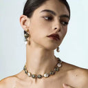 Boho Zebra Print Pearl Jewelry Set - Gold-Tone Retro Elegant Statement Jewelry for Women, Versatile Fashion Accessory