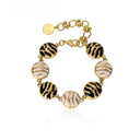 Boho Zebra Print Pearl Jewelry Set - Gold-Tone Retro Elegant Statement Jewelry for Women, Versatile Fashion Accessory