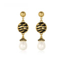 Boho Zebra Print Pearl Jewelry Set - Gold-Tone Retro Elegant Statement Jewelry for Women, Versatile Fashion Accessory
