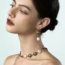 Boho Zebra Print Pearl Jewelry Set - Gold-Tone Retro Elegant Statement Jewelry for Women, Versatile Fashion Accessory