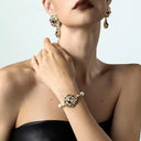 Enchanted Violet Vintage Pearl Necklace for Women - Long Floral Statement Chain, French Retro Elegant Niche Design Accessory