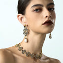 Vintage Two-Tone Clover Pearl Jewelry Set - Retro Elegant Statement Jewelry for Women, Versatile Fashion Accessory