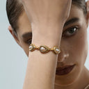 Vintage Red Coral Pearl Floral Jewelry Set - Gold-Tone Retro Elegant Statement Jewelry for Women, Versatile Fashion Accessory