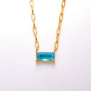 INS Vibe French Retro Necklace - Colored Sugar Cube Zircon Collarbone Chain, Light Luxury Fashion Versatile High-End Jewelry