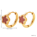 New Five - Leaf Flower Earrings, Gold Enamel Resin Ear Cuffs, Unique Design Premium Titanium Steel Studs for Women