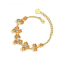 Niche Orange Crystal Floral Gold-Tone Jewelry Set - Retro Elegant Design, Statement Jewelry for Women