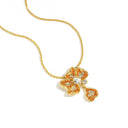 Niche Orange Crystal Floral Gold-Tone Jewelry Set - Retro Elegant Design, Statement Jewelry for Women