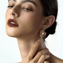 Niche Orange Crystal Floral Gold-Tone Jewelry Set - Retro Elegant Design, Statement Jewelry for Women