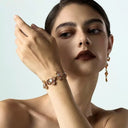 Niche Orange Crystal Floral Gold-Tone Jewelry Set - Retro Elegant Design, Statement Jewelry for Women