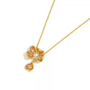 Niche Orange Crystal Floral Gold-Tone Jewelry Set - Retro Elegant Design, Statement Jewelry for Women