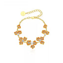 Niche Orange Crystal Floral Gold-Tone Jewelry Set - Retro Elegant Design, Statement Jewelry for Women