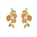 Niche Orange Crystal Floral Gold-Tone Jewelry Set - Retro Elegant Design, Statement Jewelry for Women