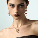 Niche Orange Crystal Floral Gold-Tone Jewelry Set - Retro Elegant Design, Statement Jewelry for Women