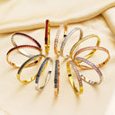 INS Retro European-American Fashion Square Zircon Titanium Steel Bracelet - Cross-Border French Light Luxury Colored Zircon Stainless Steel Bangle