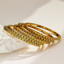 European and American INS-style Fashion Bracelet, Square Checkered Zircon Bangle, Colored Full-Zircon Fine Stainless Steel Bracelet for Women