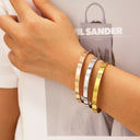 Four-Leaf Clover Lucky Grass Titanium Steel Versatile Bracelet - Manufacturer Wholesale Premium Bestseller Vintage Inherited Sand Gold Solid Bangle