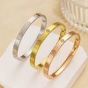 Four-Leaf Clover Lucky Grass Titanium Steel Versatile Bracelet - Manufacturer Wholesale Premium Bestseller Vintage Inherited Sand Gold Solid Bangle