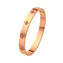 Lucky Four-Leaf Clover Shiny Zircon-Embedded Cross-Border Bracelet - Couples & Women's Light Luxury, Fade-Resistant, Fashion Versatile Titanium Steel Bangle