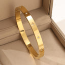 Light Luxury Zircon Gold Titanium Steel Bracelet - Vintage, Fashionable & Versatile