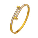 Light Luxury Zircon Gold Titanium Steel Bracelet - Vintage, Fashionable & Versatile
