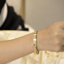 Light Luxury Elegant Stainless Steel Bracelet - High-End Square Diamond-Embedded Gold Titanium Steel Buckle Bangle for Women