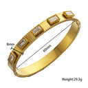 Light Luxury Elegant Stainless Steel Bracelet - High-End Square Diamond-Embedded Gold Titanium Steel Buckle Bangle for Women