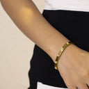 Light Luxury Elegant Stainless Steel Bracelet - High-End Square Diamond-Embedded Gold Titanium Steel Buckle Bangle for Women