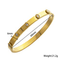 Light Luxury Elegant Stainless Steel Bracelet - High-End Square Diamond-Embedded Gold Titanium Steel Buckle Bangle for Women