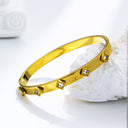 Light Luxury Elegant Stainless Steel Bracelet - High-End Square Diamond-Embedded Gold Titanium Steel Buckle Bangle for Women